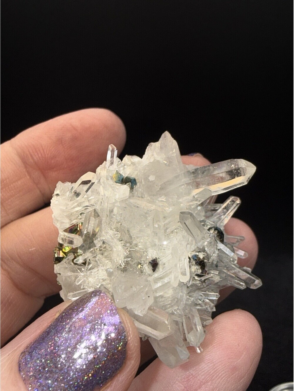 Naturally Iridescent Pyrite on Quartz – Indonesia Rainbow Specimen